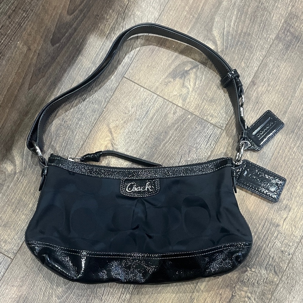 Coach Black and Silver Shoulder Bag